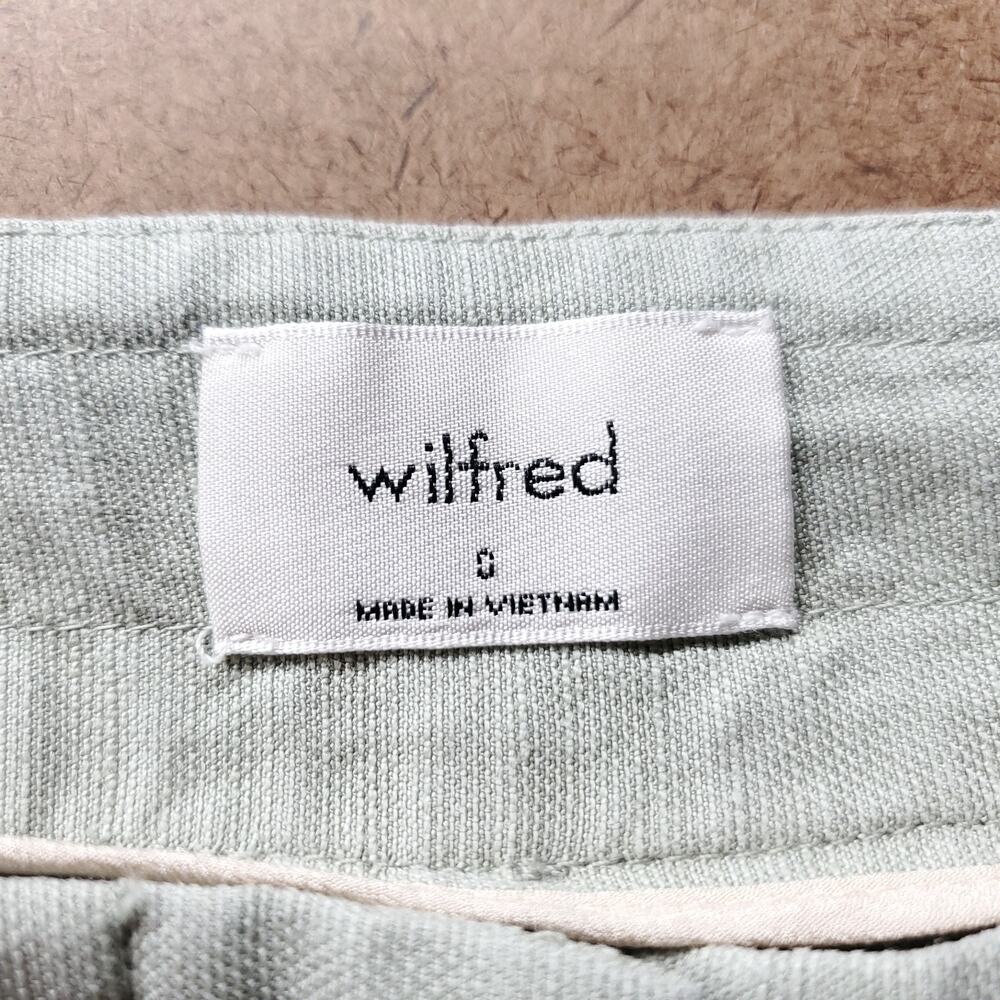 Aritzia Wilfred Allant Pleated Crop Pants Women 0 Mint Linen Blend Cuffed Boho - Picture 7 of 9